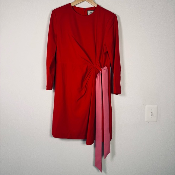 Tuckernuck Red Poppy and Hot Pink Sienna Faux Short Wrap Dress Size Large - Picture 4 of 11